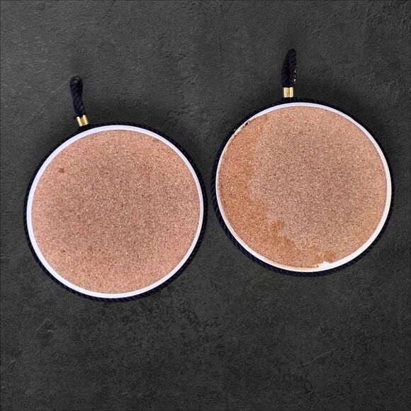 Vintage Japanese Imari Ceramic Trivet Pair Peacocks Floral Wall Hangings Cork - Picture 3 of 8